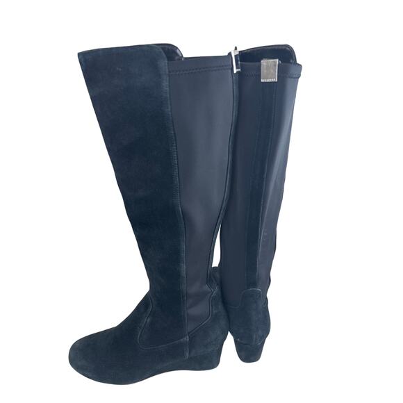 Rockport Black Suede Stretch Knee High Tall Wedge Boots Size 6.5 - Picture 13 of 15